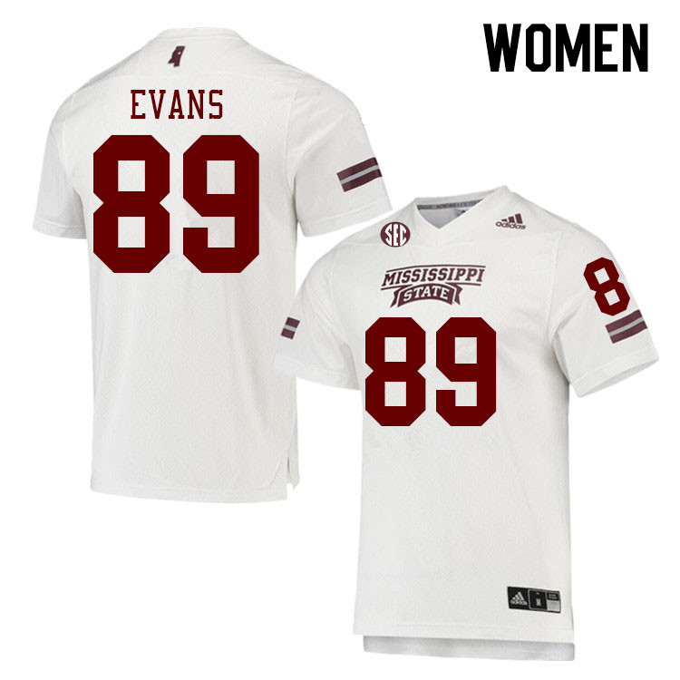 Women #89 Grant Evans Mississippi State Bulldogs College Football Jerseys Stitched Sale-White